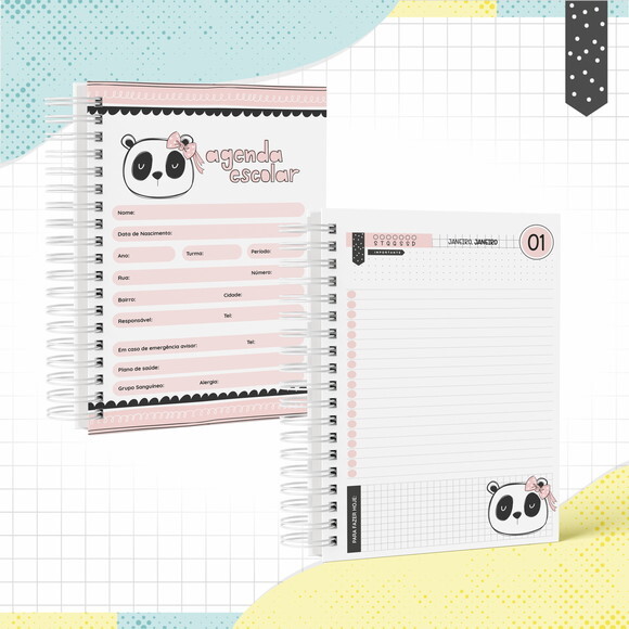 Kit Volta às Aulas Completo PERSONALIZADO - Panda Menina 01