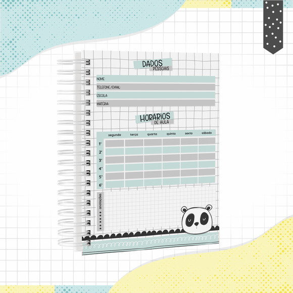 Kit Volta às Aulas Completo PERSONALIZADO - Panda Menino