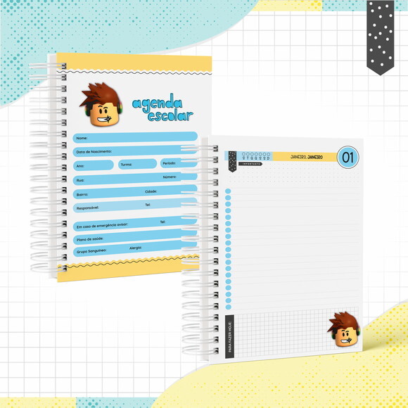 Kit Volta às Aulas Completo PERSONALIZADO - Roblox