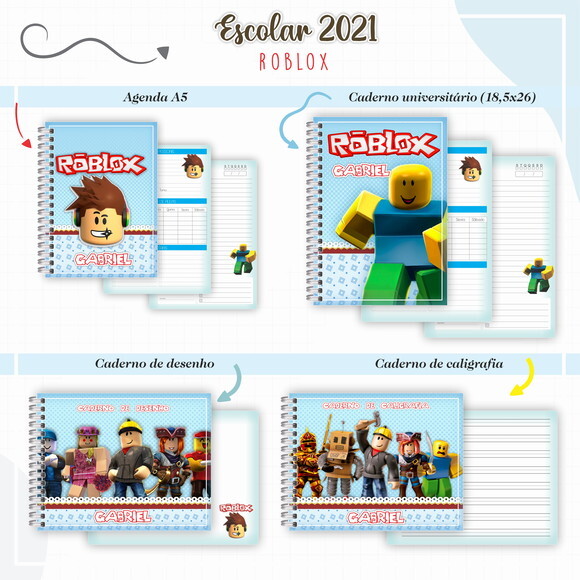 Kit Volta às Aulas Completo PERSONALIZADO - Roblox Menino