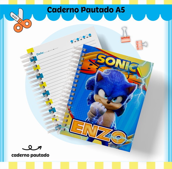 Kit Volta às Aulas Completo Personalizado - Sonic