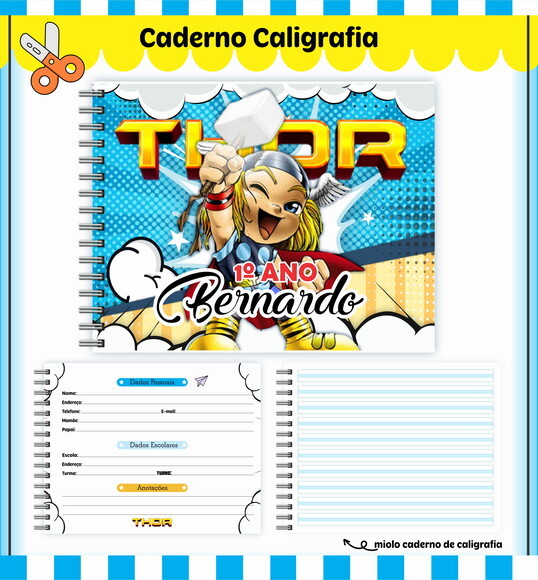 Kit Volta às Aulas Completo Personalizado - Thor