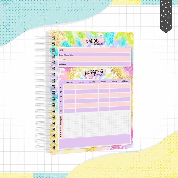 Kit Volta às Aulas Completo PERSONALIZADO - Tie Dye 01