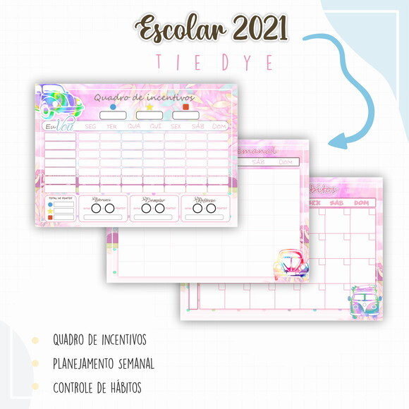 Kit Volta às Aulas Completo PERSONALIZADO - Tie Dye