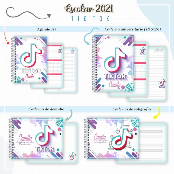 Kit Volta às Aulas Completo PERSONALIZADO - Tik Tok