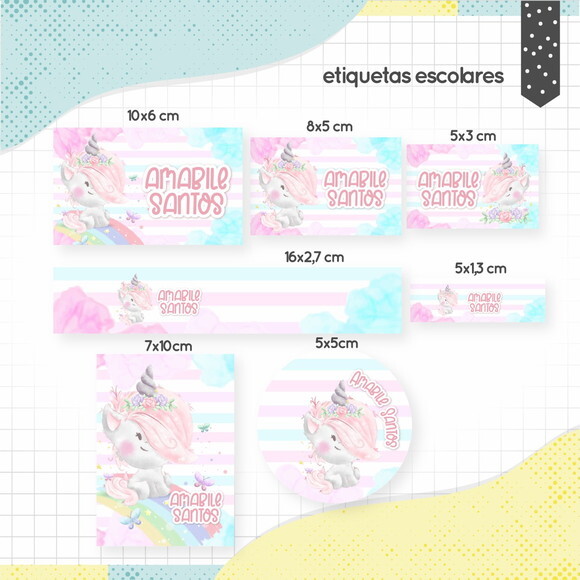 Kit Volta às Aulas Completo PERSONALIZADO - Unicórnio 01
