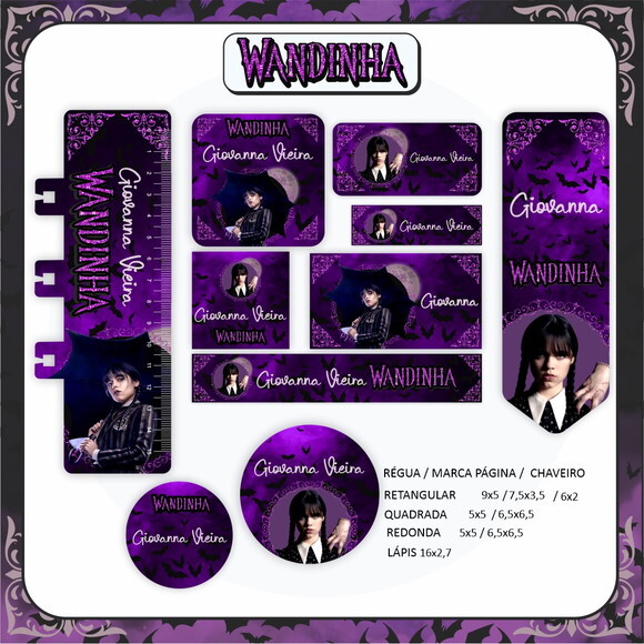 Kit Volta às Aulas Completo Personalizado - Wandinha 03