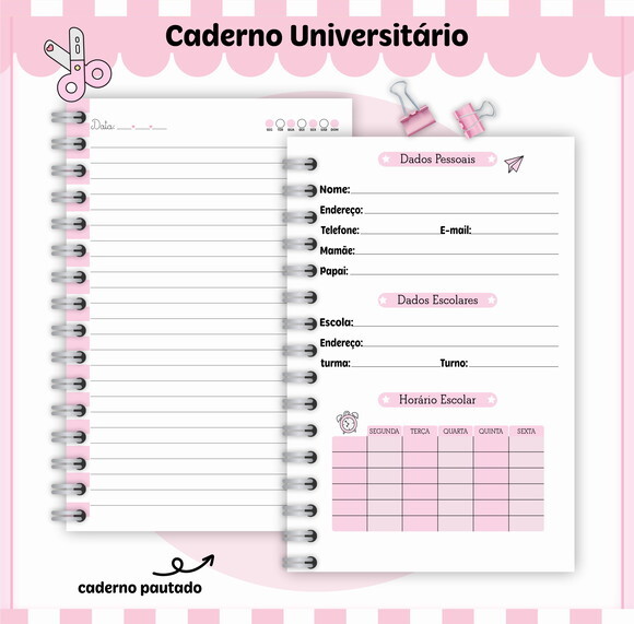 Kit Volta às Aulas Completo Personalizado -rosa