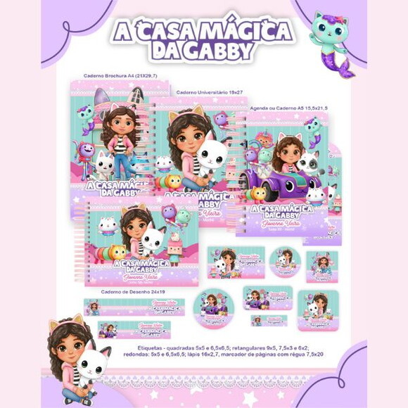 Kit Volta às Aulas Completo Personalizado Casa Mágica Gabby