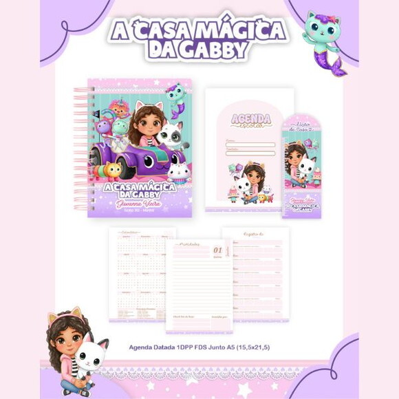 Kit Volta às Aulas Completo Personalizado Casa Mágica Gabby
