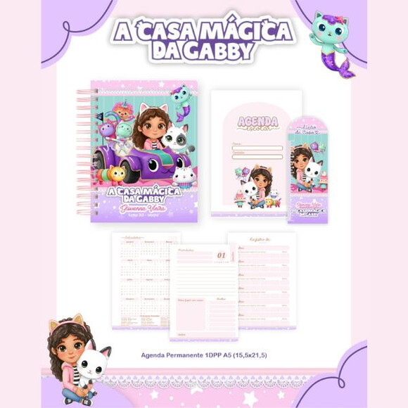 Kit Volta às Aulas Completo Personalizado Casa Mágica Gabby