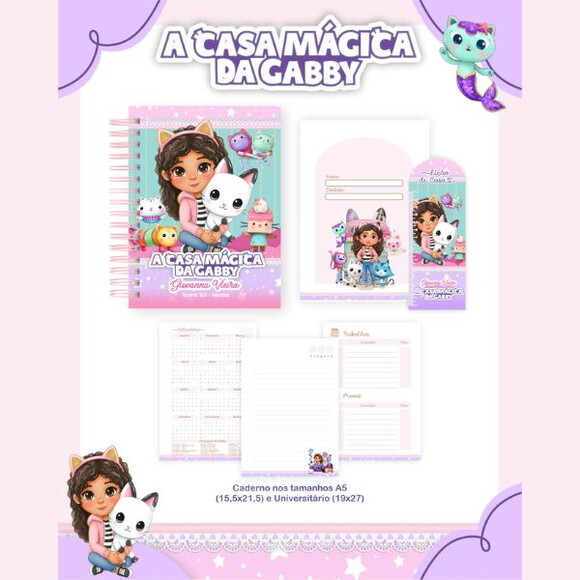 Kit Volta às Aulas Completo Personalizado Casa Mágica Gabby