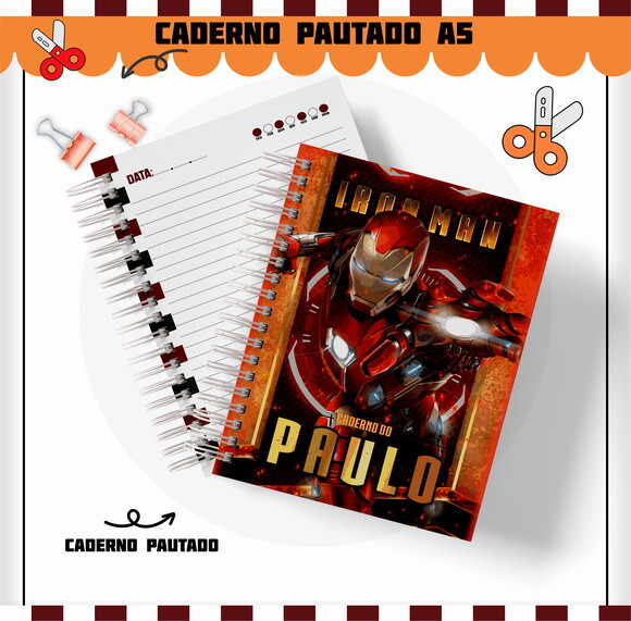 Kit Volta às Aulas Completo Personalizado- Homem de Ferro 01