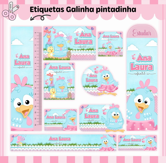 Kit Volta às Aulas Completo Personalizado-galinha Pintadinha
