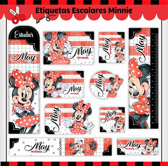 Kit Volta às Aulas Completo Personalizado-minnie Vermelha 01