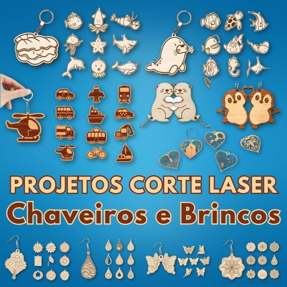 Pack Especial Arquivos de Corte a Laser Chaveiros e Brincos