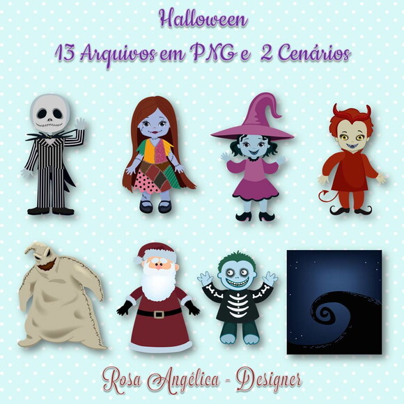 Pack Kit Arquivo Digital em PNG Halloween (05 Kits)