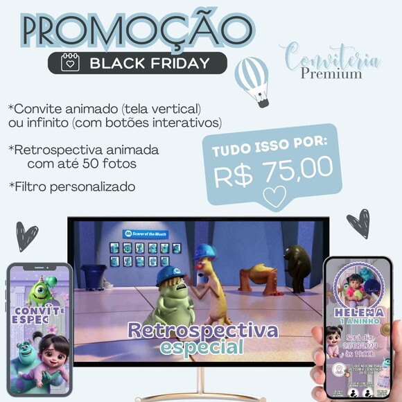 Pacote Convite + Retrospectiva Animada + Filtro Instagram