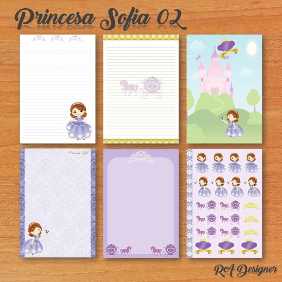 Papéis de Carta com Adesivos -ARTE DIGITAL -Princesa Sofia 2