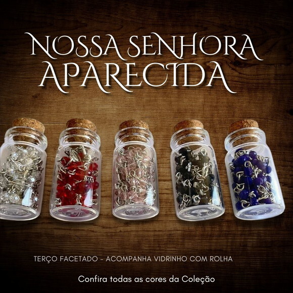 Terço Facetado Nossa Senhora Aparecida Colar Pulseira Inox