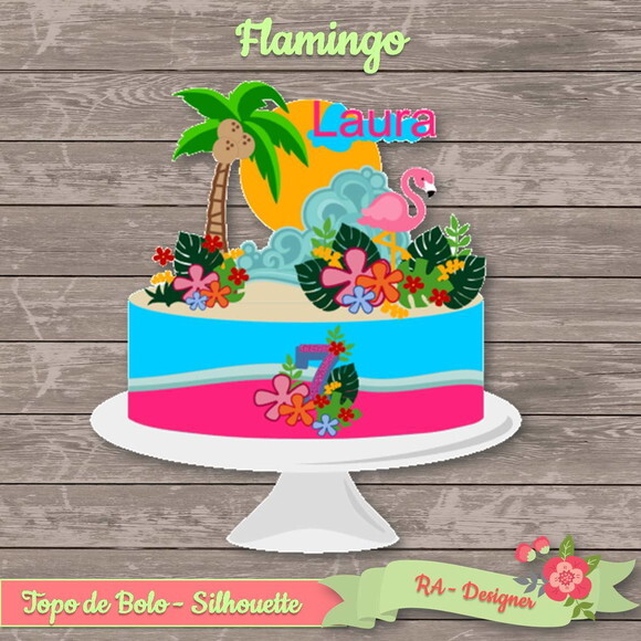 Topo de Bolo Flamingo