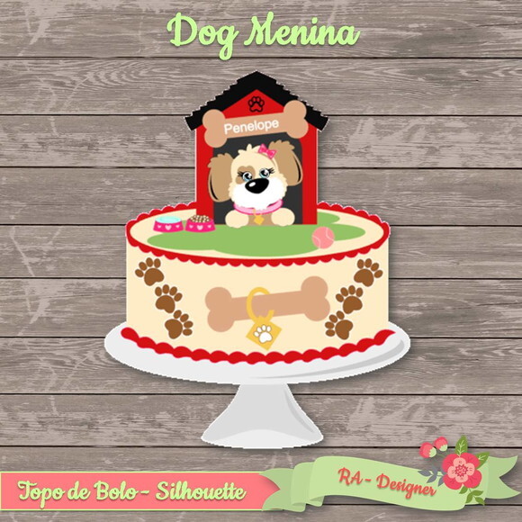 Topo de Bolo Dog Menina