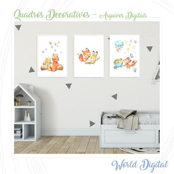 Trio de Quadros Decorativos - Arquivo Digital em PDF
