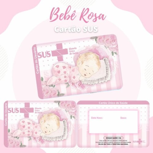 Cartão do Sus Personalizado - Bebê Rosa