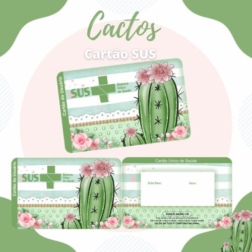 Cartão do Sus Personalizado - Cactos