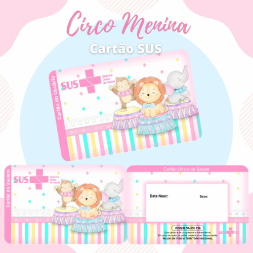 Cartão do Sus Personalizado - Circo Menina