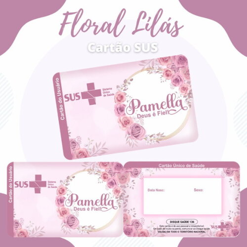Cartão do Sus Personalizado - Floral Lilás 2