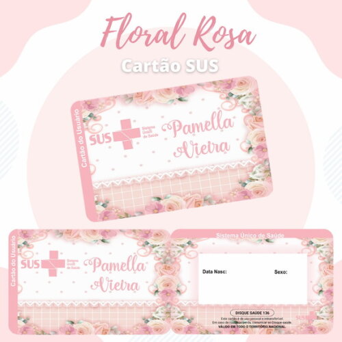 Cartão do Sus Personalizado - Floral Rosa