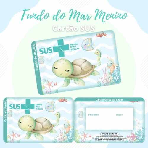 Cartão do Sus Personalizado - Fundo do Mar Menino