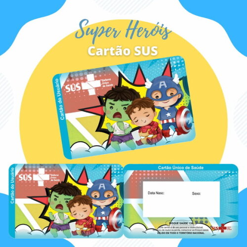 Cartão do Sus Personalizado - Super Herois