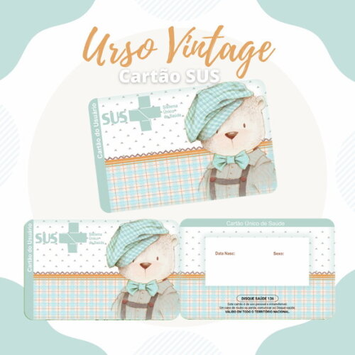 Cartão do Sus Personalizado - Urso Vintage
