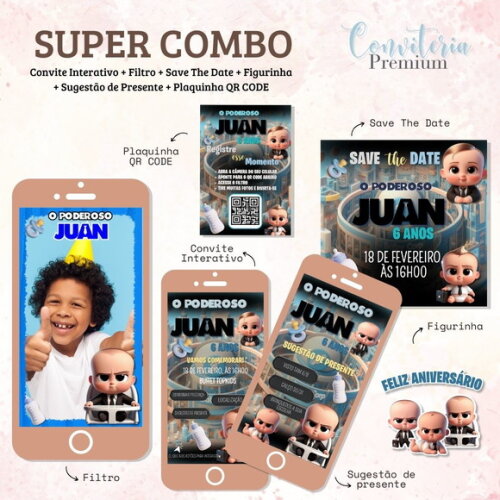 Combo Convite Interativo Premium - Poderoso Chefinho