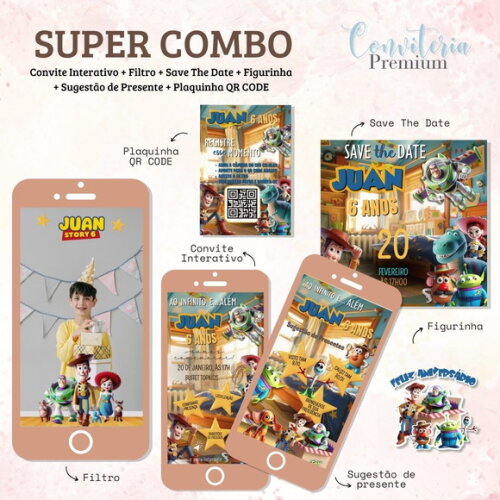 Combo Convite Interativo Premium - Toy Story