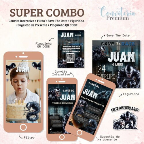 Combo Convite Interativo Premium -venon