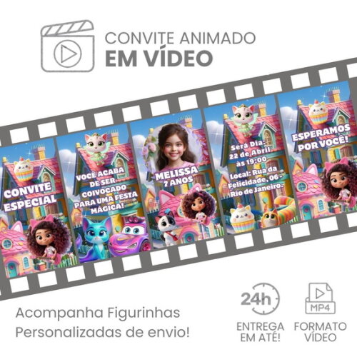 Convite Animado a Casa Mágica de Gabby