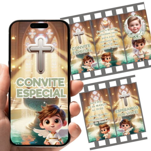Convite Animado Batismo ou Batizado