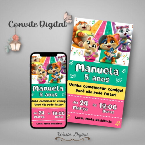 Convite Digital 44 Cats