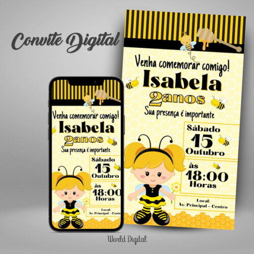 Convite Digital Abelhinha 01