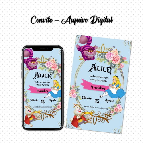 Convite Digital Alice no País das Maravilhas