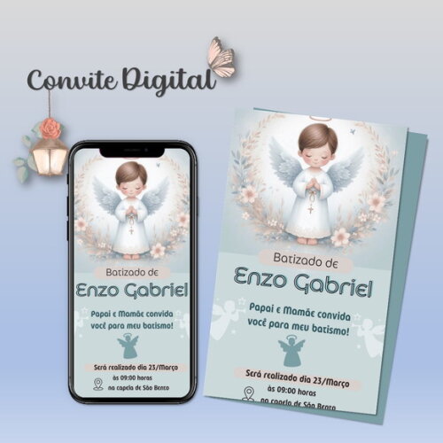 Convite Digital Batizado Menino
