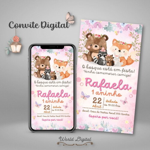 Convite Digital Bosque Menina