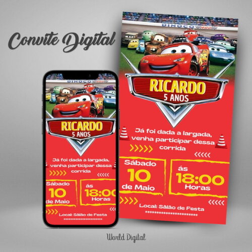 Convite Digital Carros da Disney 01