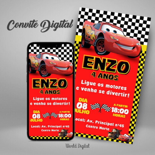 Convite Digital Carros da Disney 02