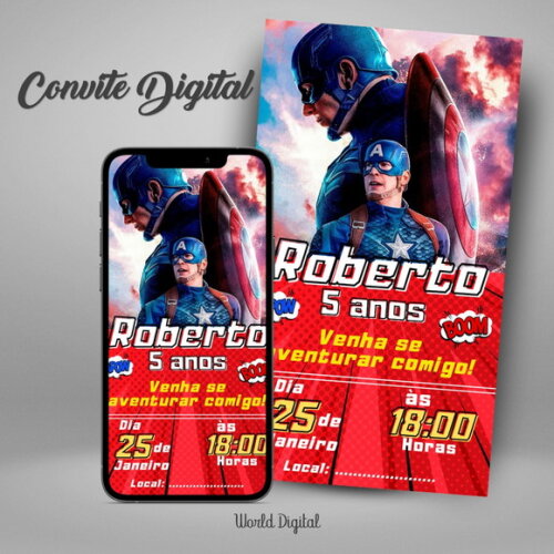 Convite Digital Capitão América 01