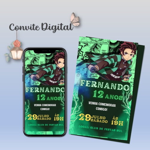 Convite Digital Demon Slayer