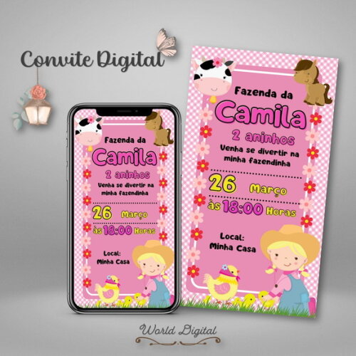 Convite Digital Fazendinha Menina 03